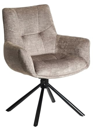 Riess Ambiente Drehbarer Design Stuhl Signature - Taupe - Samt - Esszimmerstuhl mit 360° Drehfunktion und Federkern Metall