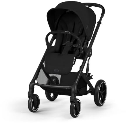 CYBEX Gold Kinderwagen BALIOS S LUX & Cot S Lux, Moon Black | Ab Geburt bis 4 Jahre, max 22 kg, Reisesystem, Einhand-Gurtsystem, All-Terrain-Räder