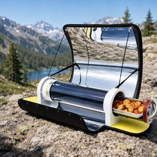 Four solaire portable – Four de camping grande capacité (4,5 L) avec thermomètre, pour cuire, rôtir, cuire à la vapeur et réchauffer