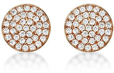 Diamond Treats Funkelnde Scheiben-Ohrringe mit Cubic Zirkonia Steinen in 925 Sterling Silber, runde Goldohrringe für Damen und Mädchen, süße Ohrringe Rosegold für Frauen