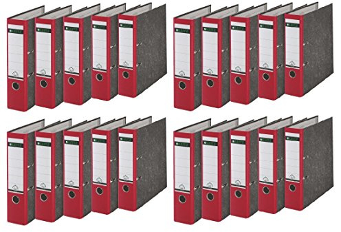 Leitz hochwertiger Ordner 180°, breit | 20er Pack, rot, 1