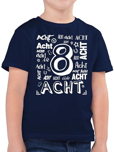 Kinder T-Shirt Jungen - 8. Geburtstag - Achter Zahlen - 140 (9/11 Jahre) - Dunkelblau - geburtstagsshirt 8 Jahre geburtsshirt 8.Geburtstag Tshirt Junge Shirt acht t-Shirts Zahl t Years t-schirt