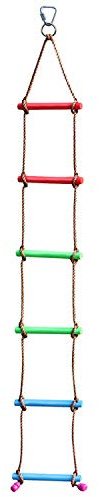 Rainbow Craft 6.6FT Climbing Rope Ninja Ladder for Kids - Kids Ninja Warrior Obstacle Course Accessories - Swing Rope Ladder