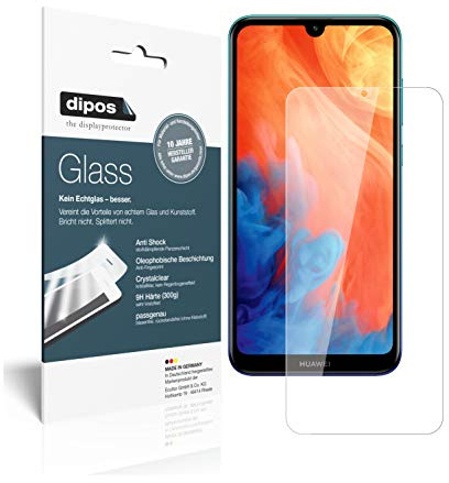dipos 2x Displayschutzfolie 9H klar für Huawei Y7 (2019) | Bricht und splittert nicht, kein Echtglas, Anti-Shock, passt perfekt, kratzfest, blasenfrei, hüllenfreundlich, selbstklebend