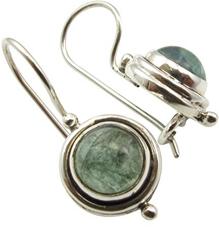 SilverStarJewel 925 Massiv Silber Apatit Antik Stil Ohrringe 2,3 cm Edelstein Geschenk