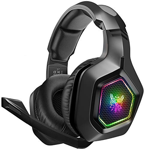 DIZA100 Gaming Headset für PS4 PC PS5 Xbox One, PS4 Headset mit Mikrofon & RGB-Licht, ONIKUMA Gaming Kopfhörer 3.5mm Surround Sound Headset für Switch Laptop Mac