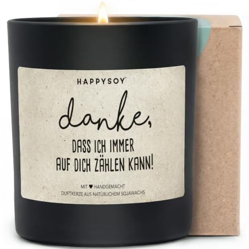 Danke, dass ich immer auf dich zählen kann - Duftkerze mit Spruch als Geschenk Dankeschön, beste Freundin Mama Kollegin, liebevolle Aufmerksamkeit, Kerze im Glas blumiger Duft