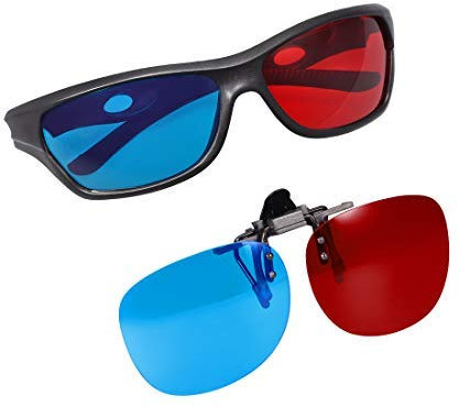 N/A 3D-Brille, Rot/Blau und 3D-Clip, für Filme, Zeitschriften, 3D-Drucker, TV, Anaglyph, Bilder, 3er-Set
