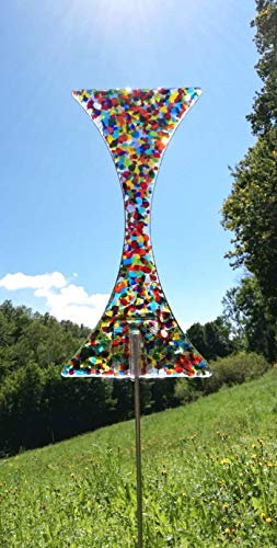 Gartendeko Gartenstecker Glas Design Curved Line Farbentraum Sonnenfänger