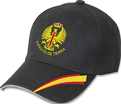 Tiendas LGP- Barbaric- Gorra Bordada Ejercito de Tierra, Talla única. con Presilla de adaptación, Color Negro