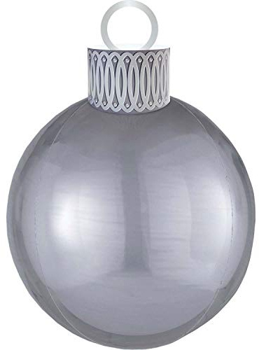 Amscan 4040801 - Orbz XL Folienballon Ornament Weihnachtskugel, 38 x 50 cm, Silber, Weihnachten, Heliumballon, Party, Dekoration, Xmas, Christmas, Baumschmuck