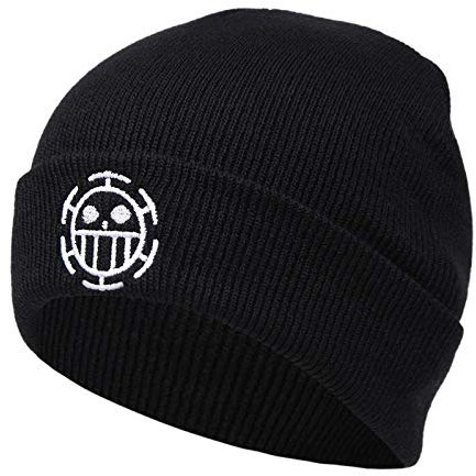 UMiCHOi One Piece Beanie Hat Anime Cap Skull Skelett Hat, Rundes Skelett schwarz
