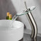 RODDEX Cascata Bagno Rubinetto di Vetro Singola Maniglia Miscelatore Lavabo Bagno In Ottone Massiccio Lavabo Vessel Lavello Vanity Rubinetto, Alto, Nichel Spazzolato