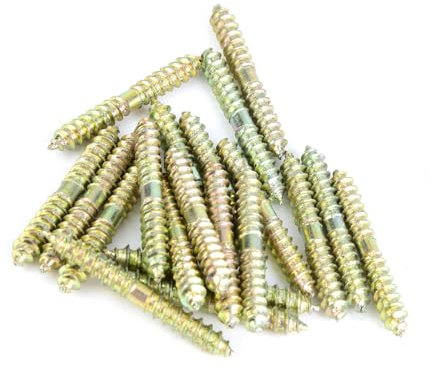 Doppelseitige Dübelschraube, 20 Stück 5 * 40 mm Doppelkopfschrauben Selbstschneidende Gewindebolzen Selbstschneidende Schrauben Holzschrauben Verzinkte Schrauben für Holz, für Holzbearbeitungsmöbelver