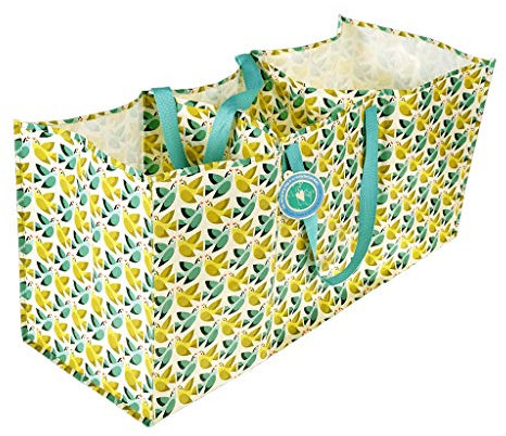 LS-LebenStil XXL 3-Fach Recycled Jumbo Bag Vögel Grün 75cm Allzweck-Tasche Aufbewahrung