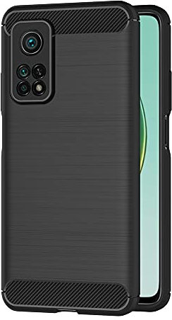 AICEK Hülle Compatible Xiaomi Mi 10T 5G / Mi 10T Pro 5G Schwarz Silikon Handyhülle für Mi 10T Pro 5G Schutzhülle Karbon Optik Soft Case (6,67 Zoll)