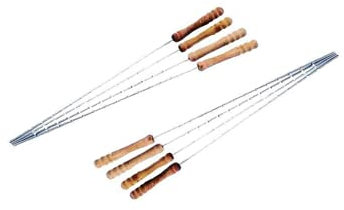 HMH 8 Grillspieße 38cm mit Holzgriff Spieß Wurstspieß Würstchen Lagerfeuer für Gemüse Fisch Fleisch Geflügel Wurst Holzspieß BBQ Barbecuespieß