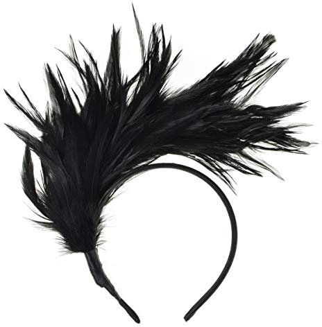 Norhogo 20er Jahre Feder Haarreif Kostüm Haarband, Hochzeit Kopfbedeckung Vinatge Party Kostüm Accessoires, für Karneval Fasching Stirnband Damen (Schwarz)