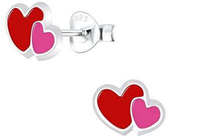 Laimons Kinder Mädchen-Ohrstecker Herz Herzchen 9 mm rot rosa Sterling Silber 925