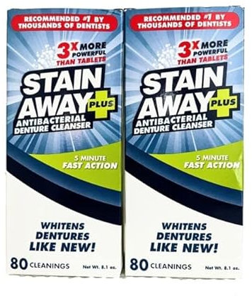 StainAway Plus Denture Cleanser 5-Minute Fast Action 8.1oz. 2 pack
