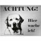 Indigos UG - Schild Labrador - bedruckt - Achtung Hier wache ich! - Aluverbundplatte Edelstahl Look - 20x15 cm - Spruch - Deko Geschenkidee für Ihren Hund - Zaun - Türschild - Hinweisschild