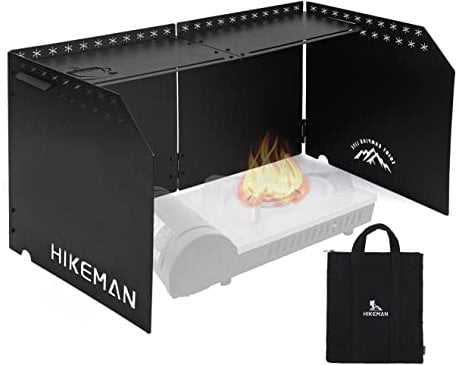 HIKEAMN Gas Stove Windshield - Folding Camping Stove Windshield Cooker WindScreen With a Storage Bag for Camping,Hiking,Picnic,Cooking(Black)