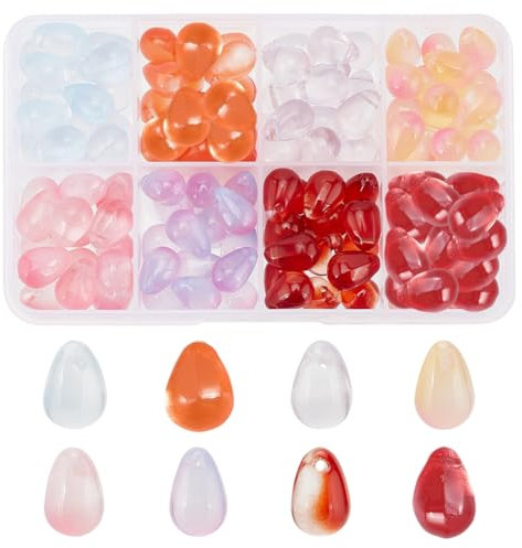 PandaHall 150 Stück Tropfenkristallperlen 10 Farben Wassertropfen Kristallglasperlen Handgemachte Lampwork Charms Wassertropfen Spacer Lose Perlen Für DIY Armband Halskette Schmuckherstellung