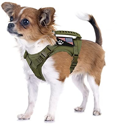 Taktisches Hundegeschirr für kleine Hunde, taktische Welpenweste mit Gummigriff, K9, Militär, verstellbares Haustier-/Katzengeschirr für Outdoor-Training, XS Hundegeschirr (Grünes Geschirr)