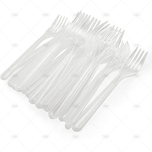 1000 Pack Clear Plastic Forks Re-usable Cutlery Party Picnic BBQ Event Heavy Duty
