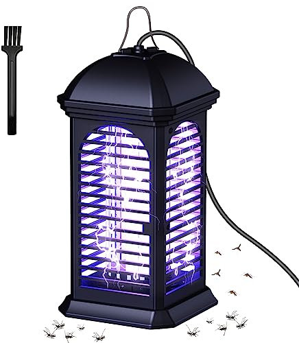 Insektenvernichter Elektrisch, Insektenfalle Mückenlampe 11W UV-Licht Fly Zapper, 360° Innen und Aussen Bug Zapper mit Reinigungsbürste, Plug in Moskito Pest Repellent für Mücken, Fliegen, schwarz