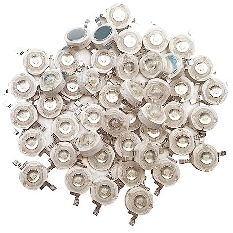 Vrabocry 50-pcs High Power Led Chip 3W Königsblau Plant Grow Light (440nm-450nm 300mA-700mA DC 3V-3.4V 3 Watt) SMD COB Emitter Diode Komponenten W Bead für DIY Hydroponic Aquarium Growing Lampen