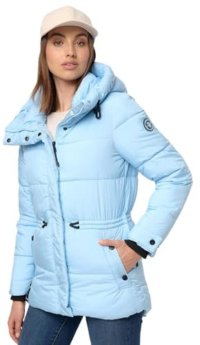 MARIKOO Damen Winter Jacke gesteppte Winterjacke Stepp warm B947 [B947-Akum-Baby-Blue-Gr.S]