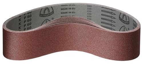 Klingspor Nastro abrasivo in corindone, 75 x 457 mm, grana P40, 10 pezzi, per legno e metallo, base in tessuto semi-flessibile, resistente agli strappi, nastri abrasivi professionali per levigatrice a