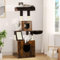 YITAHOME Kratzbaum mit Katzenklo-Schrank, 4-in-1 Katzenkratzbaum Holz mit Sisalstämmen, Katzenmöbelbaum mit Kratzbrett/Katzenklo-Gehäuse/Hängematte, Vintage-Braun