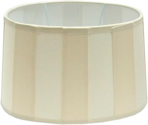 Lampenschirm, Chintz,. oval, Balkenstreifen beige/creme Du=22 / H=14cm / Do=17cm Befestigung unten E27 (optional lieferbar Reduzierring auf E14)