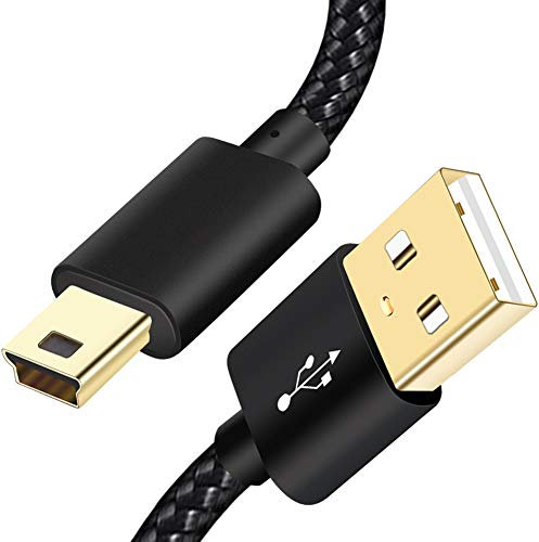 Cavo mini USB, 1,8 m, intrecciato tipo A maschio a mini B, cavo dati di ricarica per GoPro Hero 3+, controller PS3, lettore MP3, Dash Cam Cord per Canon PowerShot Rebel ELPH Camera Cord per Garmin GPS