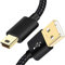 Cavo mini USB, 1,8 m, intrecciato tipo A maschio a mini B, cavo dati di ricarica per GoPro Hero 3+, controller PS3, lettore MP3, Dash Cam Cord per Canon PowerShot Rebel ELPH Camera Cord per Garmin GPS