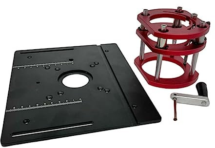 Louttary Router Lift Kit Router Plate for 65mm Motors Woodworking Router Table Workbench Trimmer Engraving Machine-Black