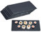 Relaxdays Schieferplatte, 8er Set, rechteckige Servierplatte, 26 x 16 cm, für Käse, Sushi, Desserts, Buffet, anthrazit