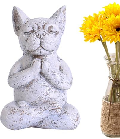 Teksome Yoga-Figur Hund | Sammlerstück Yoga Bulldogge Harz Figur | Desktop Ornament für Schlafzimmer, Wohnzimmer, Yoga-Raum