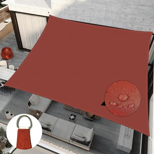 RICHIE Sun Shade Sail Rectangle 3m x 6m Waterproof, 98% UV Block Awnings for Patios with Free Rope, Sunscreen Awning Canopy, Rectangular Garden Shelter for Outdoor Garden Patio Yard Lawn, Wine red