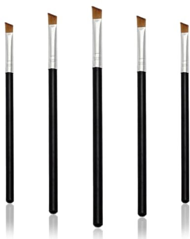 Set 5 Pennelli per Eyeliner e Sopracciglia - Angolato, Piatto, Inclinato - Fibre Morbide Sintetiche - Per un Perfetto Trucco degli Occhi.