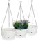 Relaxdays Blumenampel mit Wasserspeicher, Set, 3 Größen, Selbstbewässerung, außen & innen, hängender Blumentopf, weiß