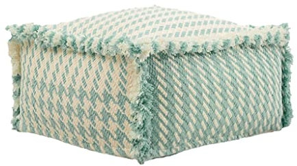 SePKUs Nordischer Stil, marokkanischer PU-Pouf, handgefertigter Ottoman-Fußhocker, rund, großes künstliches, ungefülltes Kissen (Argento 40 x 40 x 20 cm)