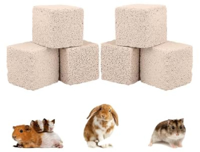 Meow&Woof Lava-Blöcke, große Kaninchen, kleine Tiere, Schleifzähne, Hamster, Kalzium-Kauspielzeug, Haustier-Kausteine für Chinchilla, Meerschweinchen, Ratte, Hase, 6 Stück