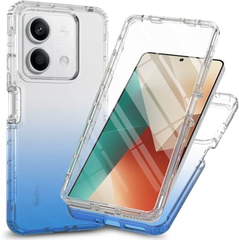 XINNI Coque pour Xiaomi Redmi Note 13 5G Antichoc Housse avec Protège écran, 360 Degrés Full Body Etui Solide Double Face Bumper Portable Transparent Housse,Bleu