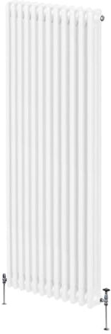 Radiatore Termosifone a 3 Colonne 1800mm x 562mm Moderno Centralizzato Bianco in Acciaio Inox Verticale a Parete Cucina Soggiorno Bagno Kit di Fissaggio e Spazzola Inclusi