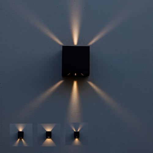 LUTEC Outdoor Up Down LED Modern Wall Light, Aluminium Anti-Rost Außen Innen Wandlampe, 3000K Warm Weiß, Verstellbare Außenwand Laterne, Wasserdicht für Haustür, Terrasse, Garten, Schlafzimmer