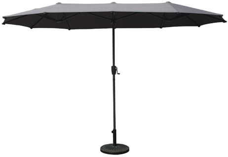 CONCEPTO FÁBRICA | Sombrilla doble 2 x 4 m | SIENA gris | Forma Oval | Jardín Piscina Terraza | Altura Ajustable | Estructura Acero | Lona impermeable 100% poliéster | Tratamiento UV, gris, 2 x 4 m