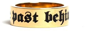 UNSHINEBAR Leave the Past Behind Ring für Herren und Damen - Streetwear Siegelring mit Statement Gravur aus Edelstahl und 18K Gold - Wasserfester Basic Runder Ring (7, Gold)